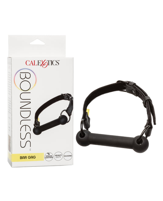 Boundless Bar Gag Black Silicone Bar Adjustable Vegan Leather Strap for Comfortable Bondage Restraint