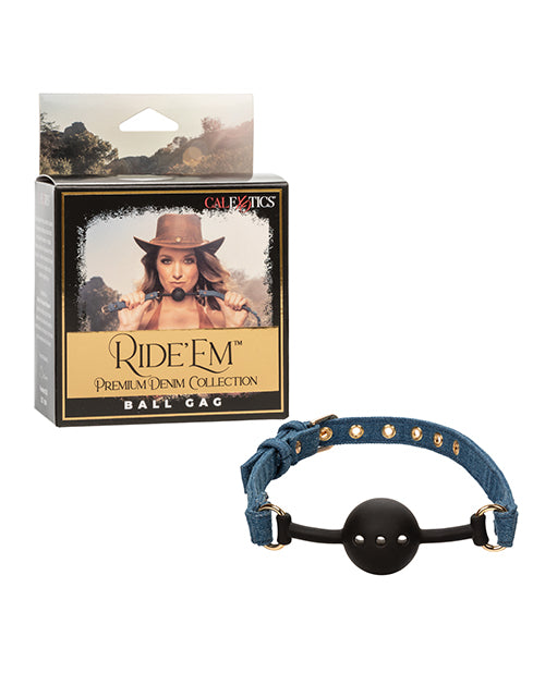 Ride 'Em Ball Gag Breathable Silicone Adjustable Denim Strap for Comfortable BDSM Restraint Play
