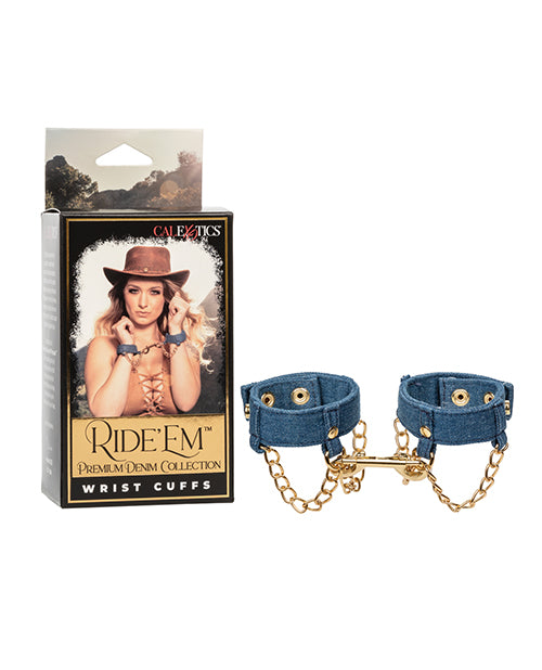 Ride 'Em Denim Wrist Cuffs Adjustable Design Durable Chains for Stylish Bondage Play