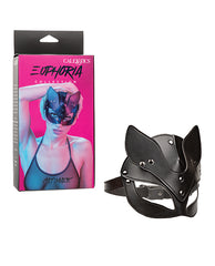 Euphoria Cat Mask Bondage Blindfold with Adjustable Buckle and Velvet Lining for Sensual Role Play
