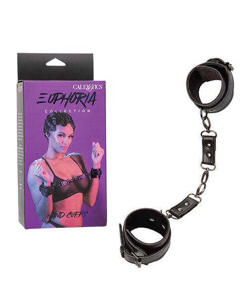 Euphoria Bondage Hand Cuffs with Plush Velvet Interior and Adjustable Vegan Leather Design for Secure Restraint Play
