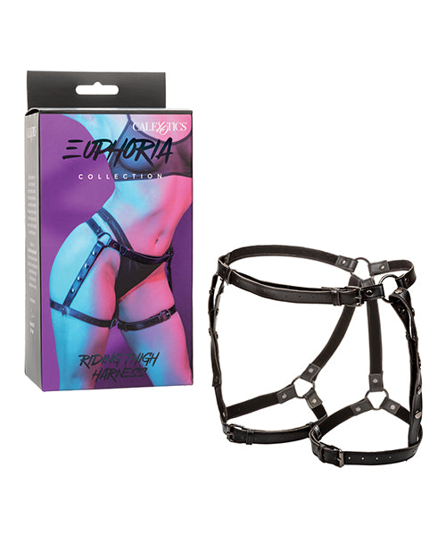 Euphoria Bondage Restraint Riding Thigh Harness with Vegan Leather and Plush Velvet for Comfortable Secure Play