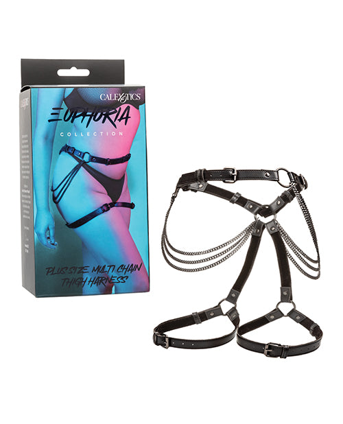Euphoria Plus Size Thigh Harness with Multi Chain Detailing and Vegan Leather for Comfortable, Adjustable Fit