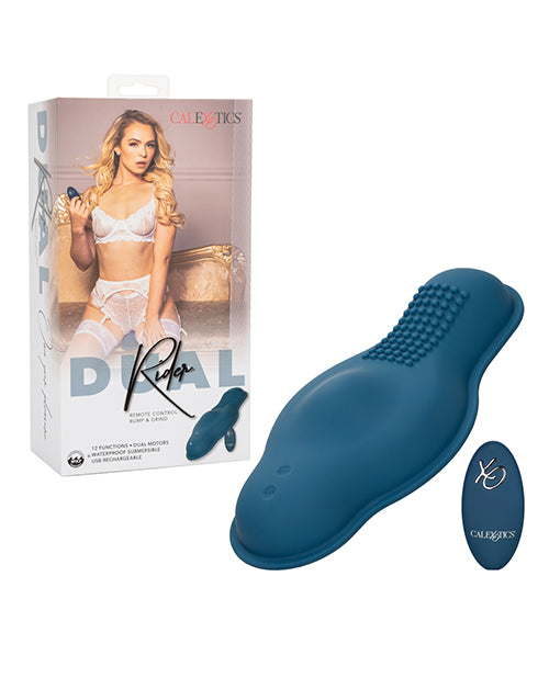 Dual Rider Vibrator Blue Dual Motor Remote Control Textured Design for Intense Self Pleasure