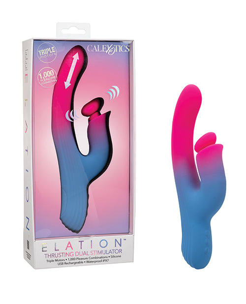 Elation Thrusting Dual Vibrator - Blue/Pink