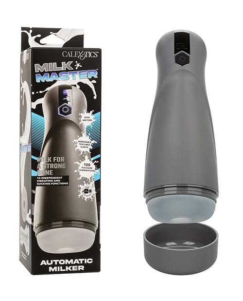 Milk Master Automatic Milker Stroker Black Dual Motors Removable Sleeve for Customizable Male Pleasure