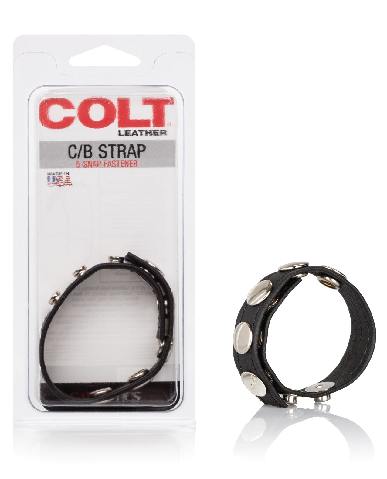 COLT Strap Ons Adjustable 5 Snap Leather C/B Strap Soft Leather Secure Fit for Cock and Ball Support