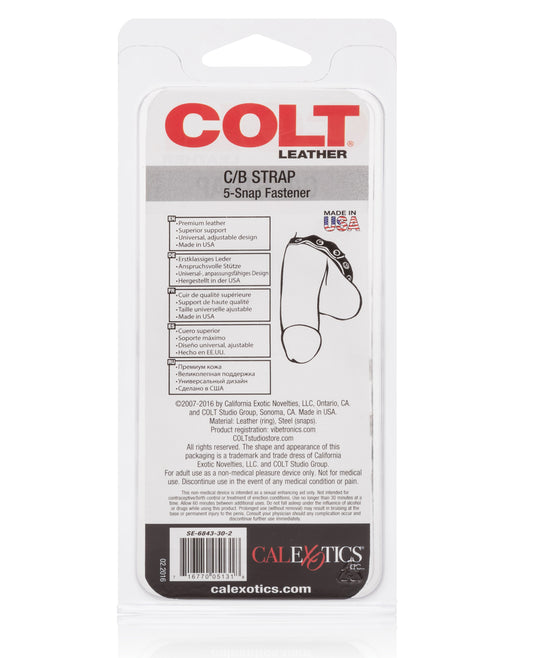 COLT Adjustable 5 Snap Leather C/B Strap in Black