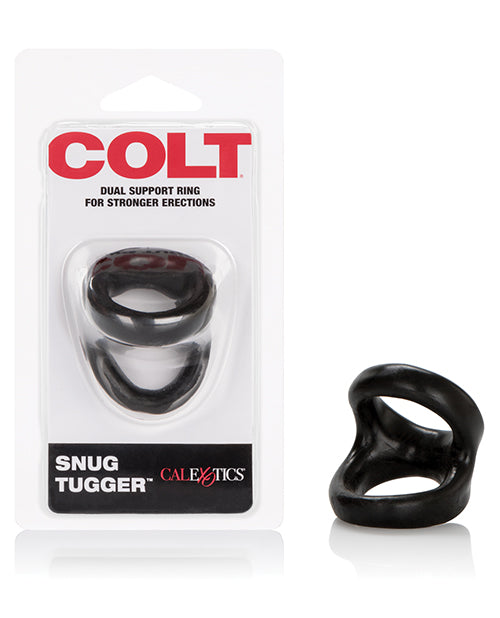 COLT Double Cock Ring Stretchy Scrotum Support Black for Comfortable Erection Enhancement