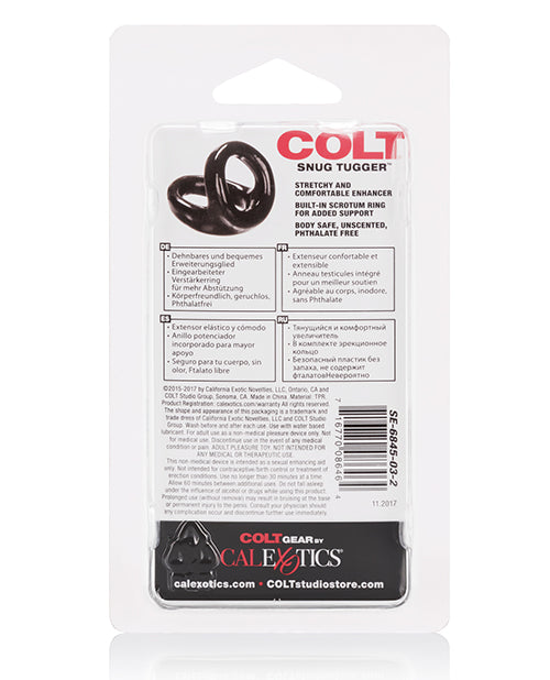 COLT Snug Tugger Black Double Cock Ring with Comfortable Scrotum Support