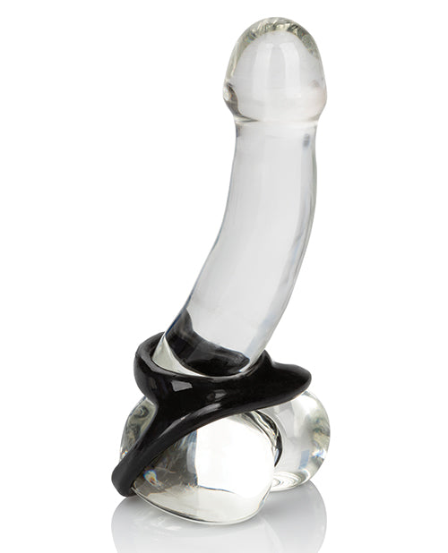 COLT Snug Tugger Black Double Cock Ring with Comfortable Scrotum Support