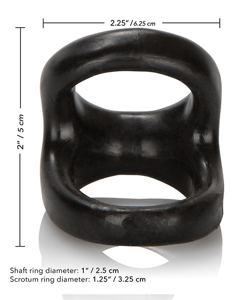 COLT Snug Tugger Black Double Cock Ring with Comfortable Scrotum Support