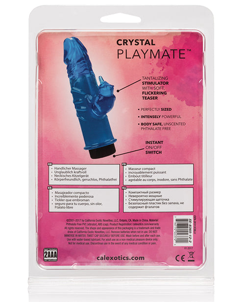 Blue Jelly Crystal Playmate 3" Vibrator with Clitoral Arouser
