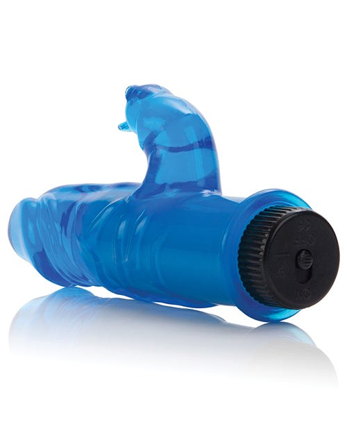 Blue Jelly Crystal Playmate 3" Vibrator with Clitoral Arouser
