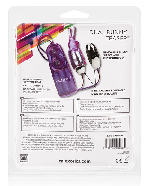 Dual Bunny Teaser Stimulator in Pearly Purple with Adjustable Dual Bullets
