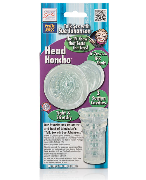 Sue Johanson Head Honcho Clear Male Masturbator with Triple Suction Chambers