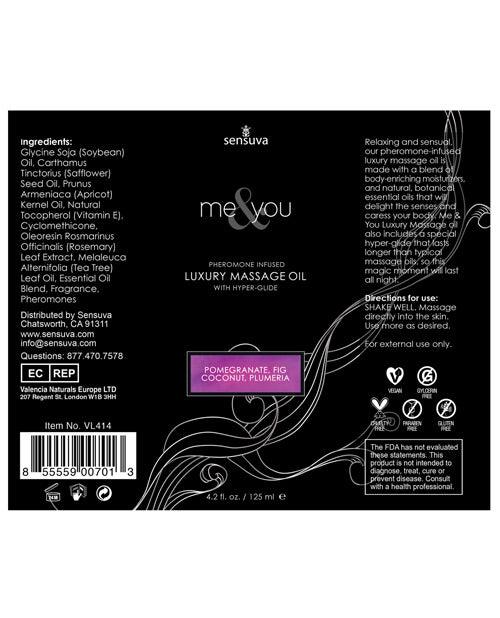 Sensuva Me & You Pheromone Massage Oil - Sweet Secrets Scent
