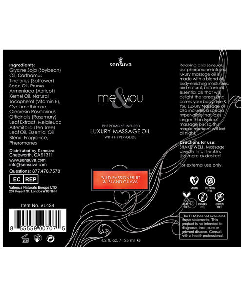Sensuva Me & You Massage Oil - Island Passion with Pheromones and Tropical Scent