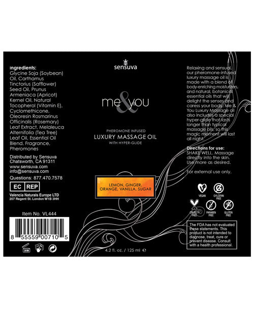 Sensuva Me & You Lust in Paradise Massage Oil – Aromatic Pheromone-Infused Luxury