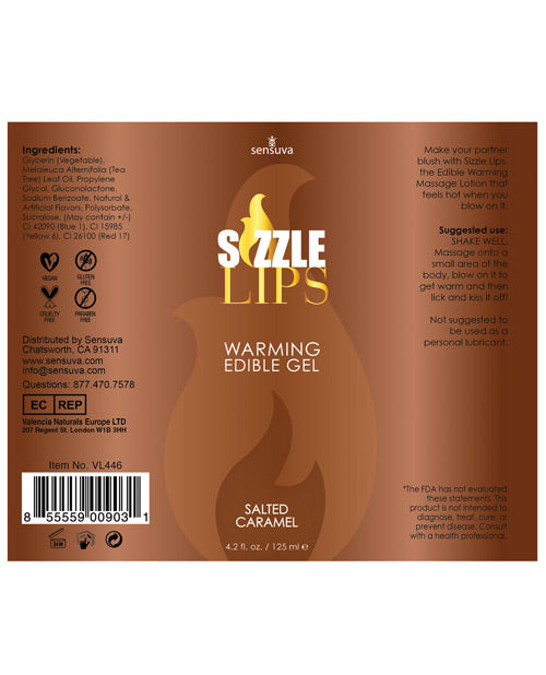 Sizzle Lips Edible Warming Gel – Salted Caramel Intimate Enhancer
