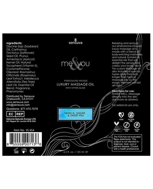 Sensuva Me & You Massage Oil – Sweet Temptation with Pheromones and Hyper-Glide