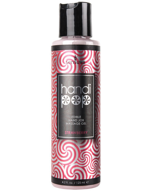 HandiPop Lubricant Strawberry Hand Job Gel Edible Water-Based Massage for Sensual Intimacy