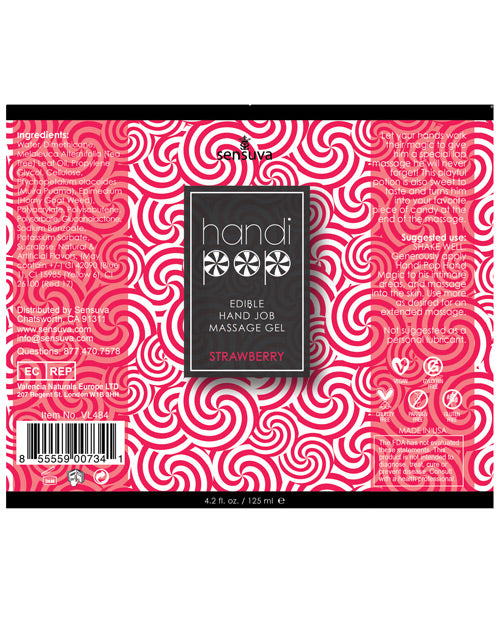 Strawberry Flavored HandiPop Hand Job Massage Gel - Edible Water-Based Lubricant