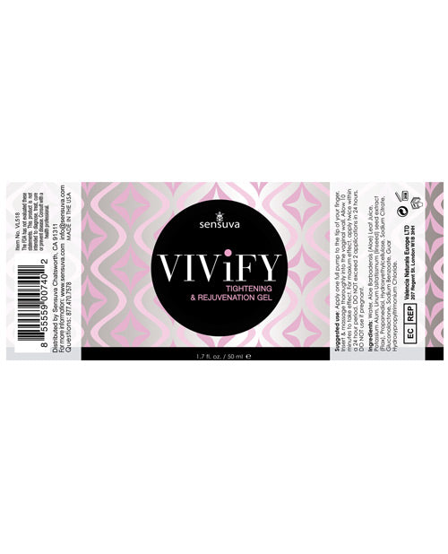 Sensuva Vivify Tightening Gel with Natural Ingredients – 1.7 oz Sexual Enhancer
