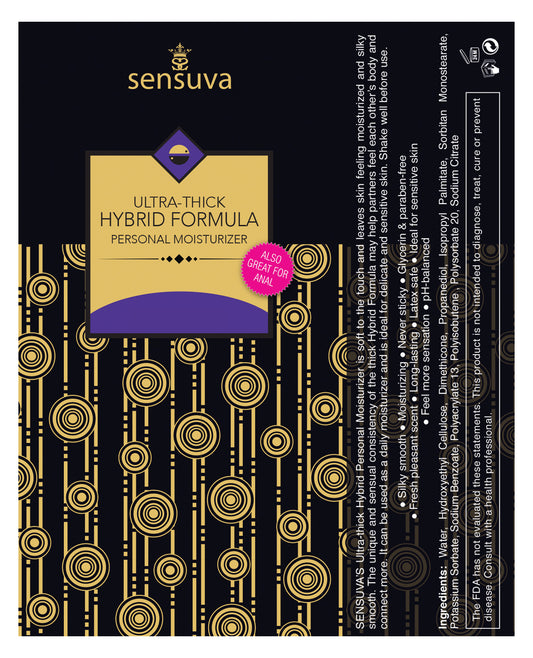 Sensuva Ultra-Thick Hybrid Unflavored Personal Moisturizer Lubricant – 3.4 oz for Sensitive Skin
