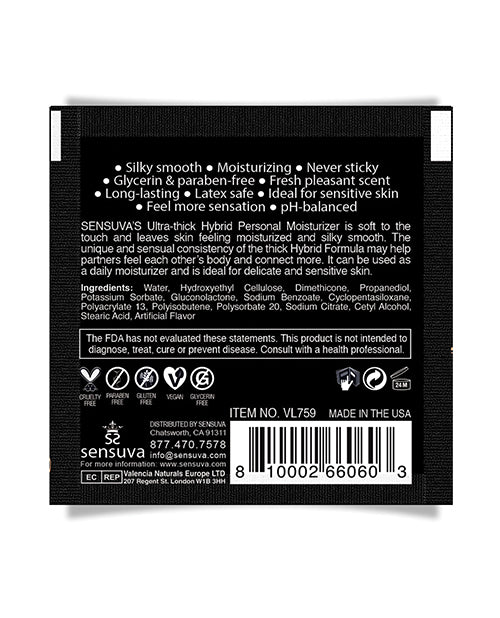 Ultra Thick Hybrid Personal Moisturizer Lubricant - 6 ml Single Use Unscented