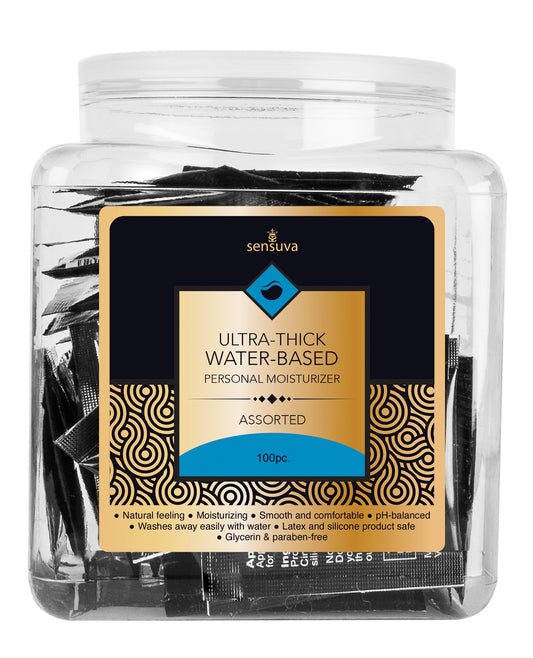 Sensuva Lubricant Tub Ultra Thick Hybrid Water-Based Formula Assorted Foils for Sensitive Skin and Long-Lasting Comfort