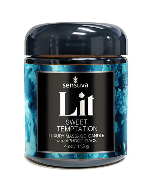 Sensuva Lit Sweet Temptation Massage Candle with Vanilla, Sugar & Sweet Pea Scent