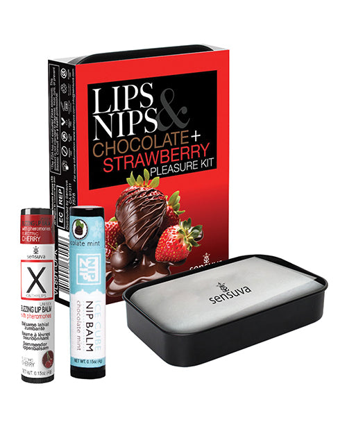 Sensuva Lips & Nips Pleasure Kit with Chocolate Mint Nipple Balm and Strawberry Buzzing Lip Balm
