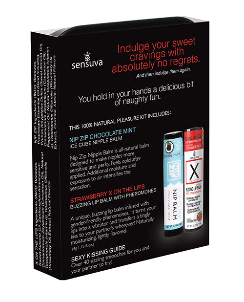 Sensuva Lips & Nips Pleasure Kit with Chocolate Mint Nipple Balm and Strawberry Buzzing Lip Balm