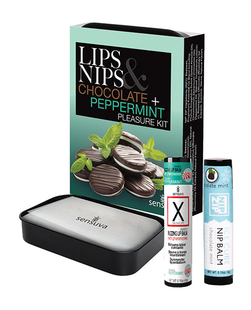 Sensuva Lips & Nips Pleasure Kit - Chocolate Nip Zip + Chocolate Peppermint XBalm + 50 Ways to Kiss Guide