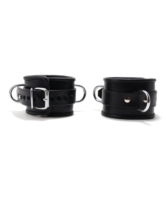 665 Bondage Ankle Restraint with Padded Leather Interior and Locking Post for Secure BDSM Play
