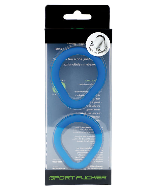 Sport Fucker Epic Silicone Cock Ring Kit with Dual Sizes - Blue