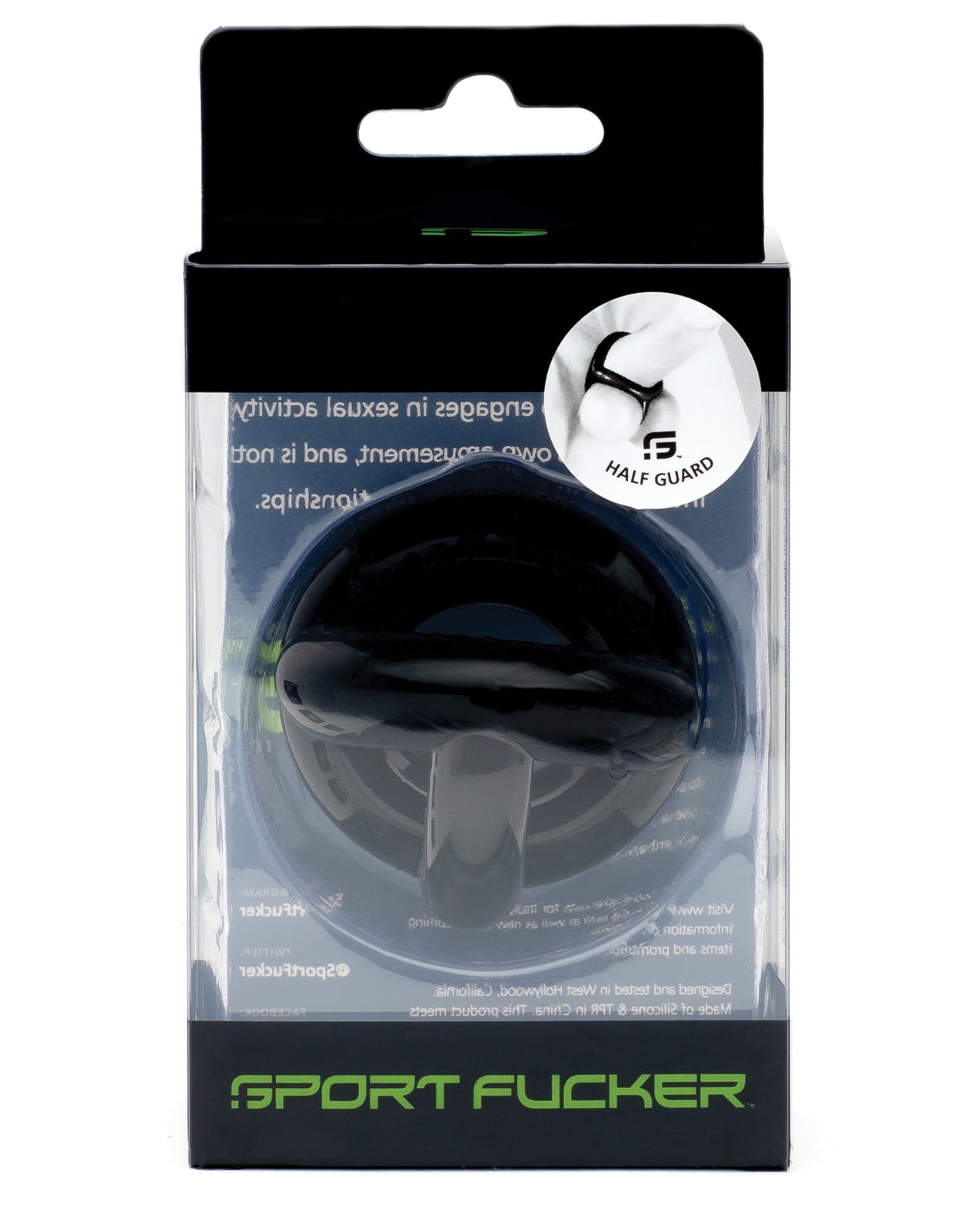Sport Fucker Half Guard Black Silicone Penis Enhancement Ring