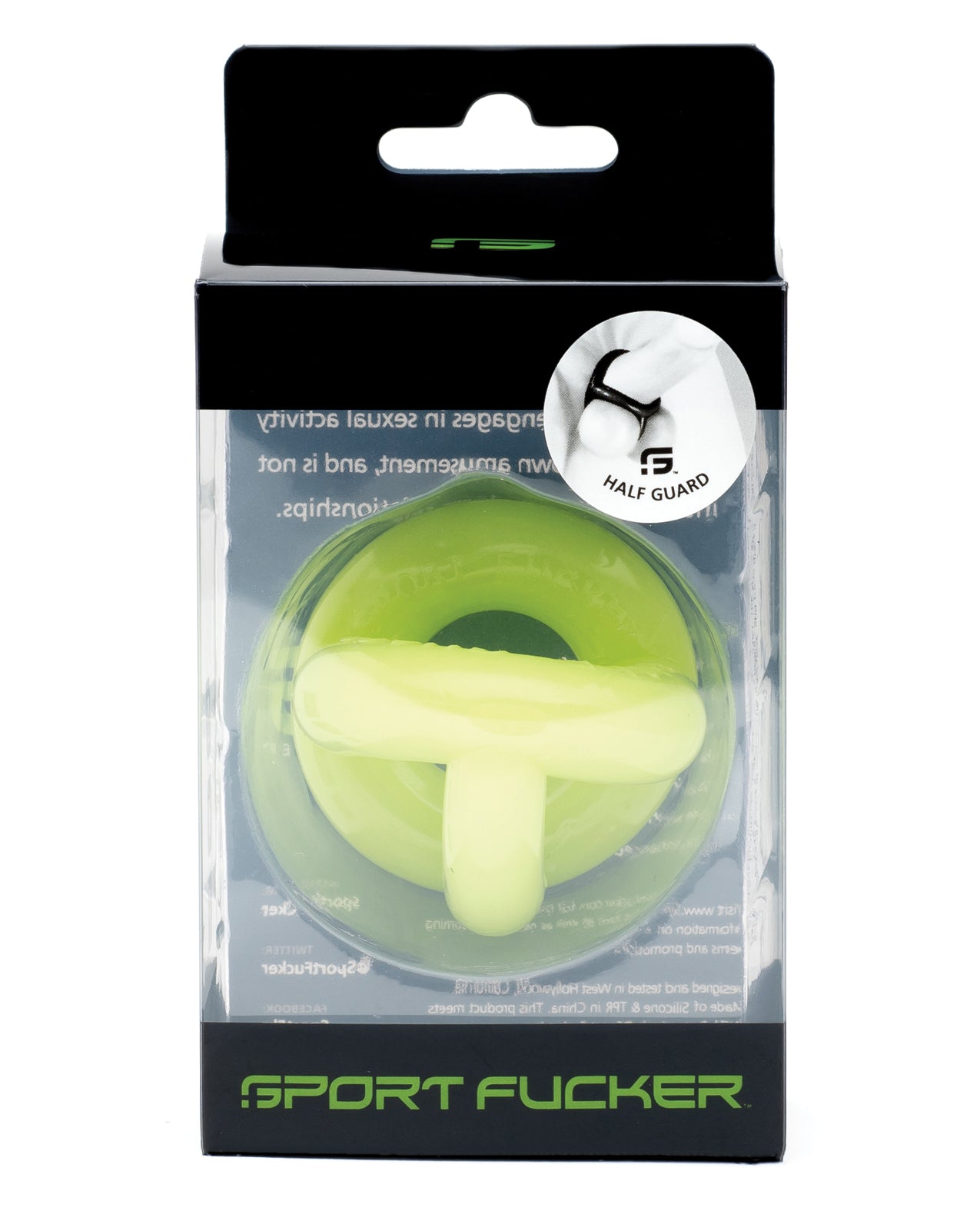 Sport Fucker Half Guard Glow Silicone Penis Ring with Nut Splitter