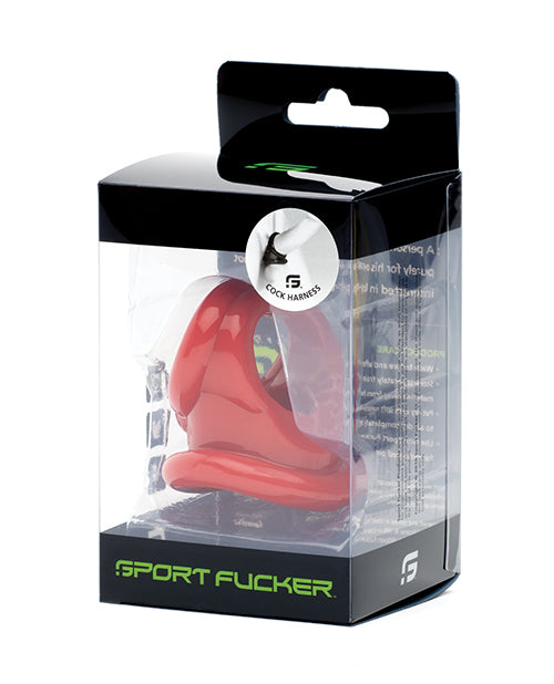 Sport Fucker Cock Harness Red Triple-Ring Stretchy Penis Enhancement for Comfort and Support