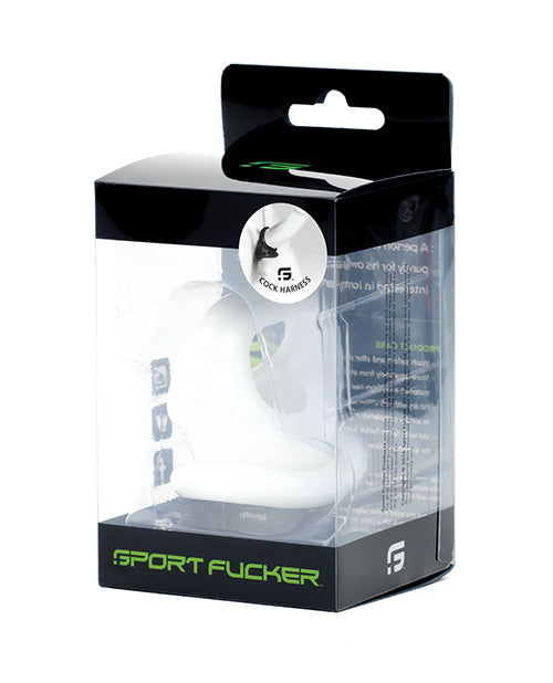 Sport Fucker Penis Enhancement Slim White Cock Harness with Ball Stretcher for Comfort and Support