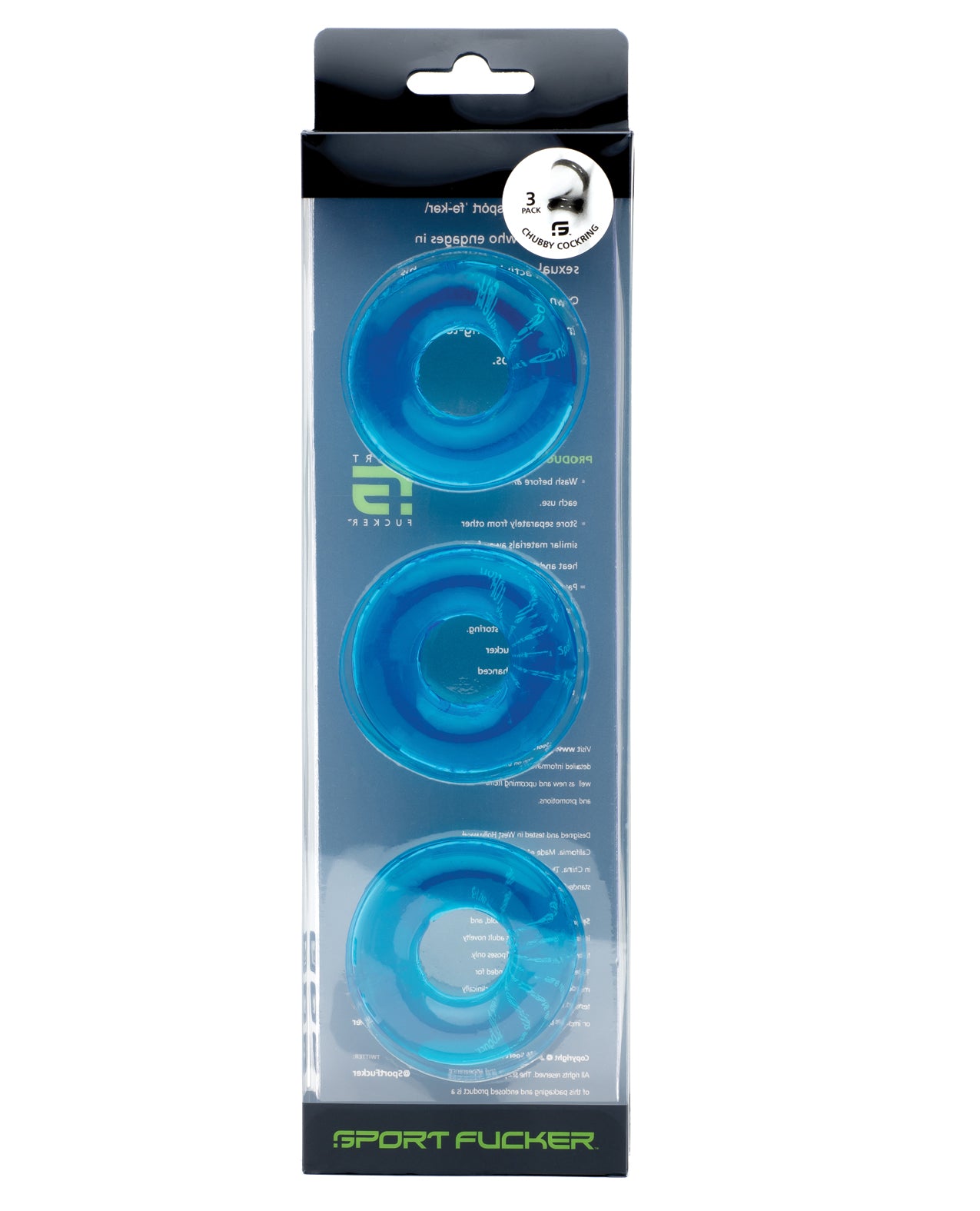 Sport Fucker Chubby Penis Enhancement Rings – 3 Pack Ice Blue