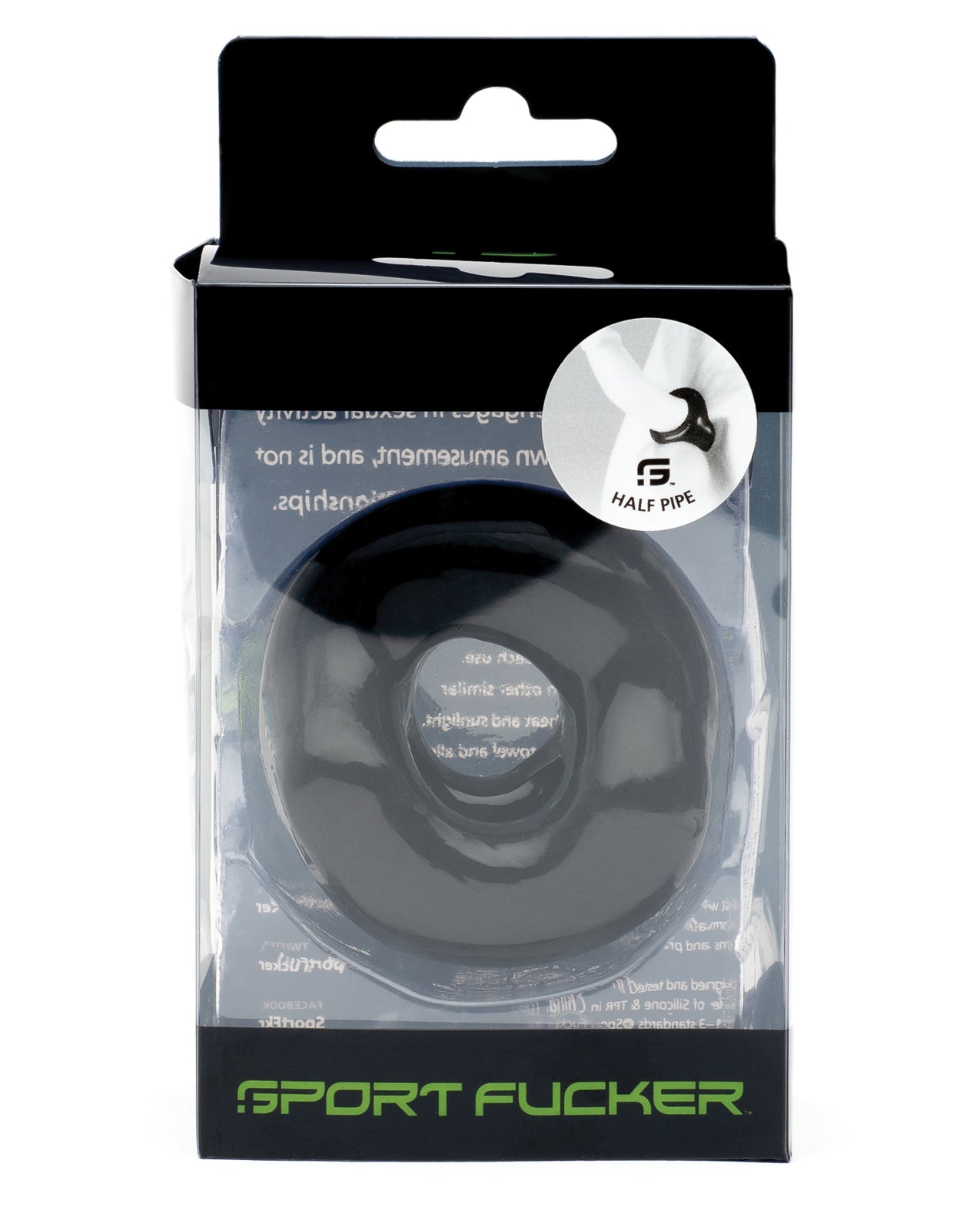 Sport Fucker Half Pipe Black Penis Enhancement Ring with Bulge-Boosting Design