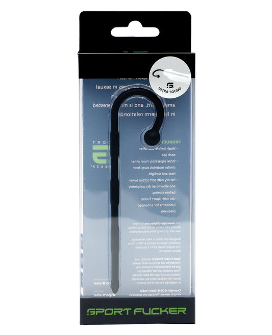 Sport Fucker Ultra Sound Black Silicone Urethral Plug with Curved Handle