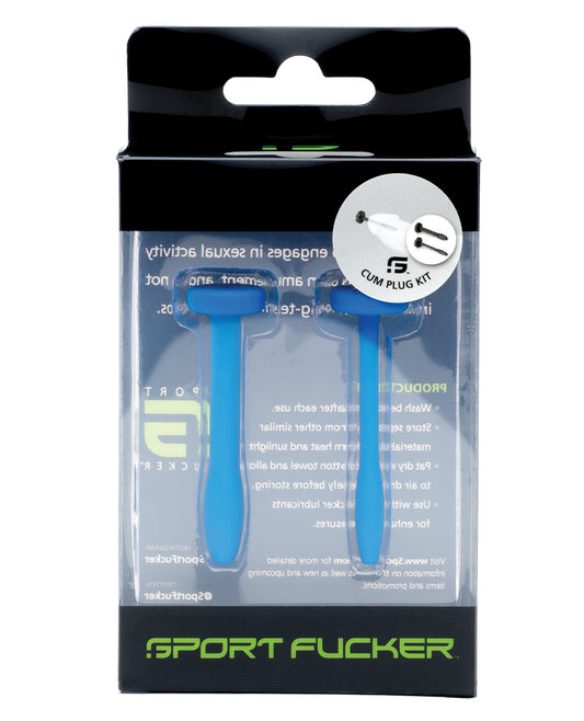 Sport Fucker Silicone Sounding Cum Plug Kit with Hollow Core and Flange - Blue