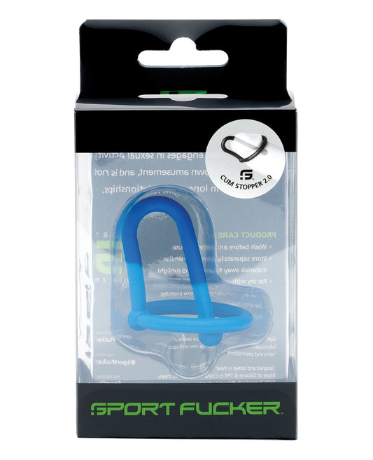 Sport Fucker Cum Stopper 2.0 Blue Silicone Urethral Plug with Glans Ring