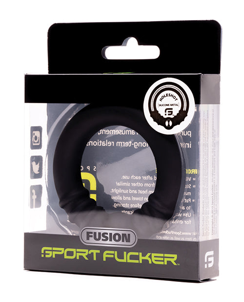 Fusion penis enhancement ring black silicone exterior with embedded steel rods for support and comfort