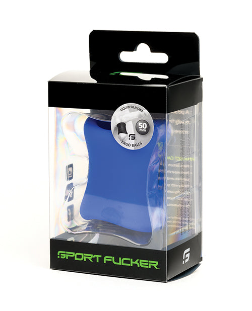 Sport Fucker Penis Enhancement Blue Silicone Ergo Balls 50mm Ergonomic Flexible Stretcher for Comfortable Support