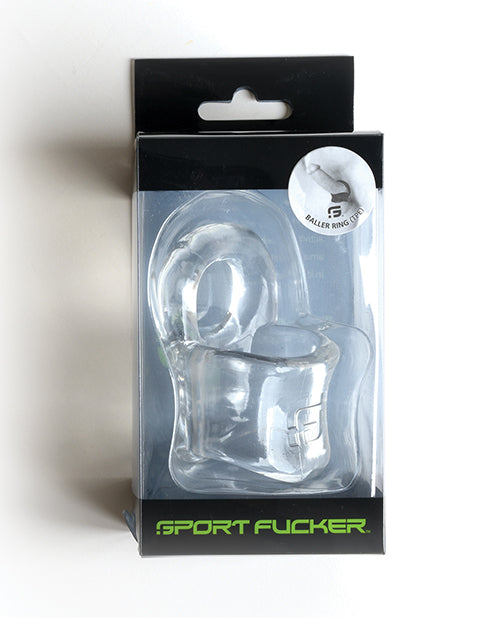 Sport Fucker Penis Enhancement Clear TPE Cockring Ergonomic Ball Stretcher for Increased Sensation and Comfort
