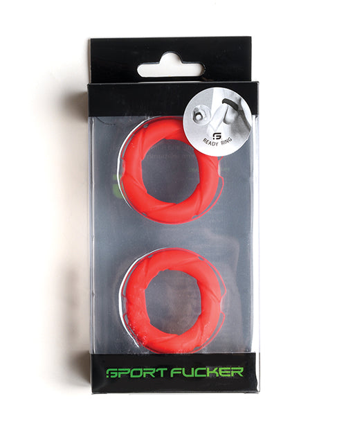 Sport Fucker Penis Enhancement Liquid Silicone Ready Rings in Red 2-Pack for Performance and Comfort